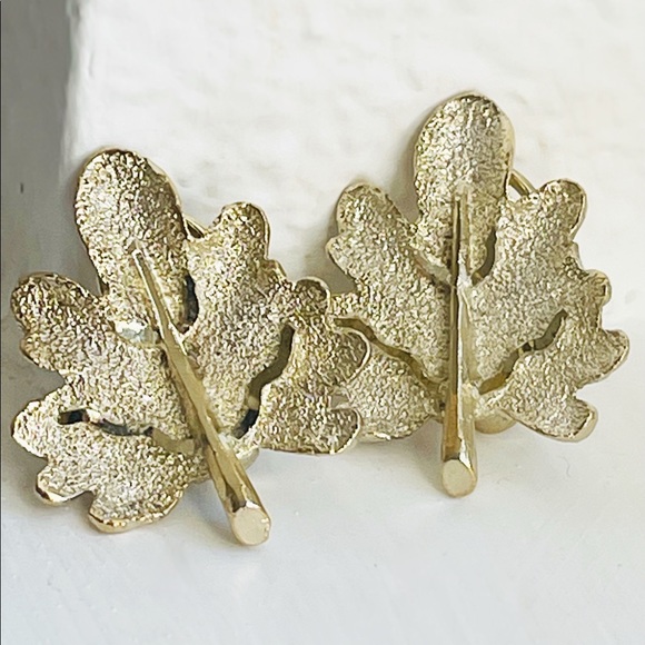 VINTAGE BSK CLIP ON FALL GOLD LEAF EARRINGS